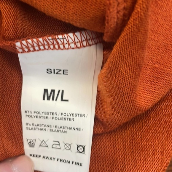 QED London Rust-Orange Long Cowl Neck Sweater Pockets - Picture 3 of 5